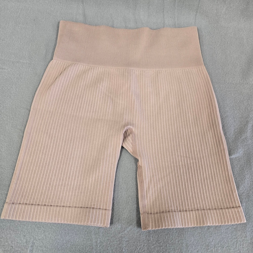 Ryka Womens Ribbed Seamless Biker Shorts Mauve High Waisted Athletic Size Medium